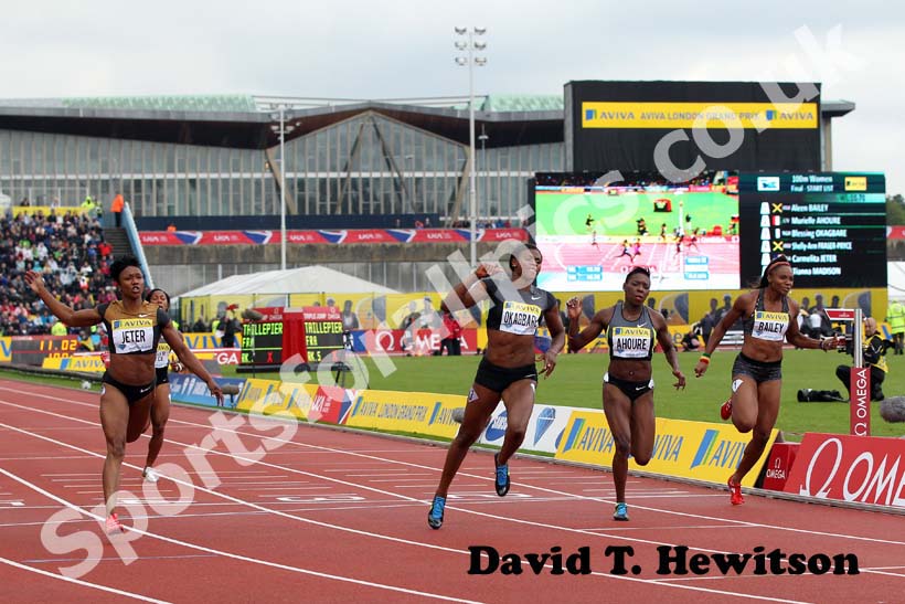 Blessing Okagbare wins the 100 metres, 2012 Samsung Diamond League, Crystal Palace, London.